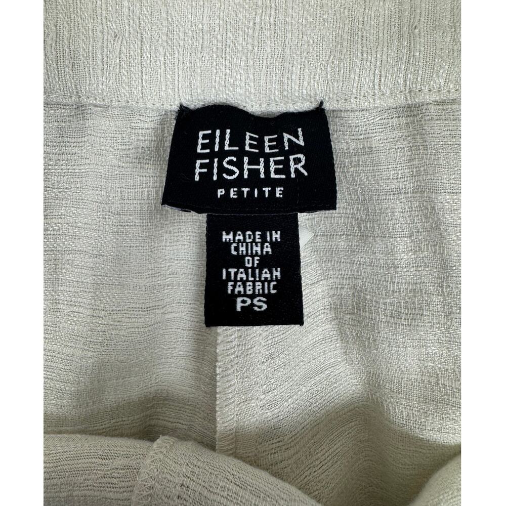 Eileen Fisher Petite Textured Organic Linen Pants Ivory side zipper Wide Leg PS - Picture 4 of 8